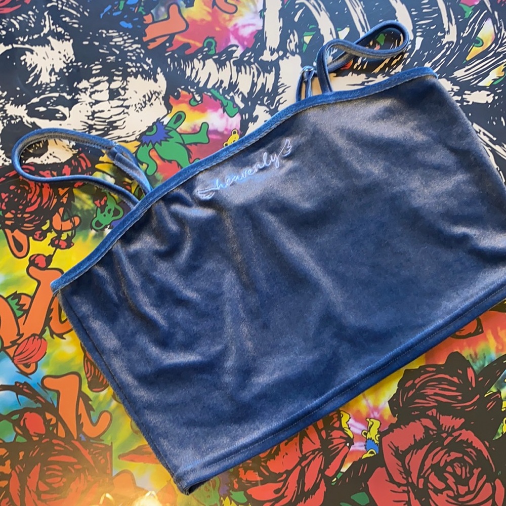 Forever21 baby blue velvet crops tank